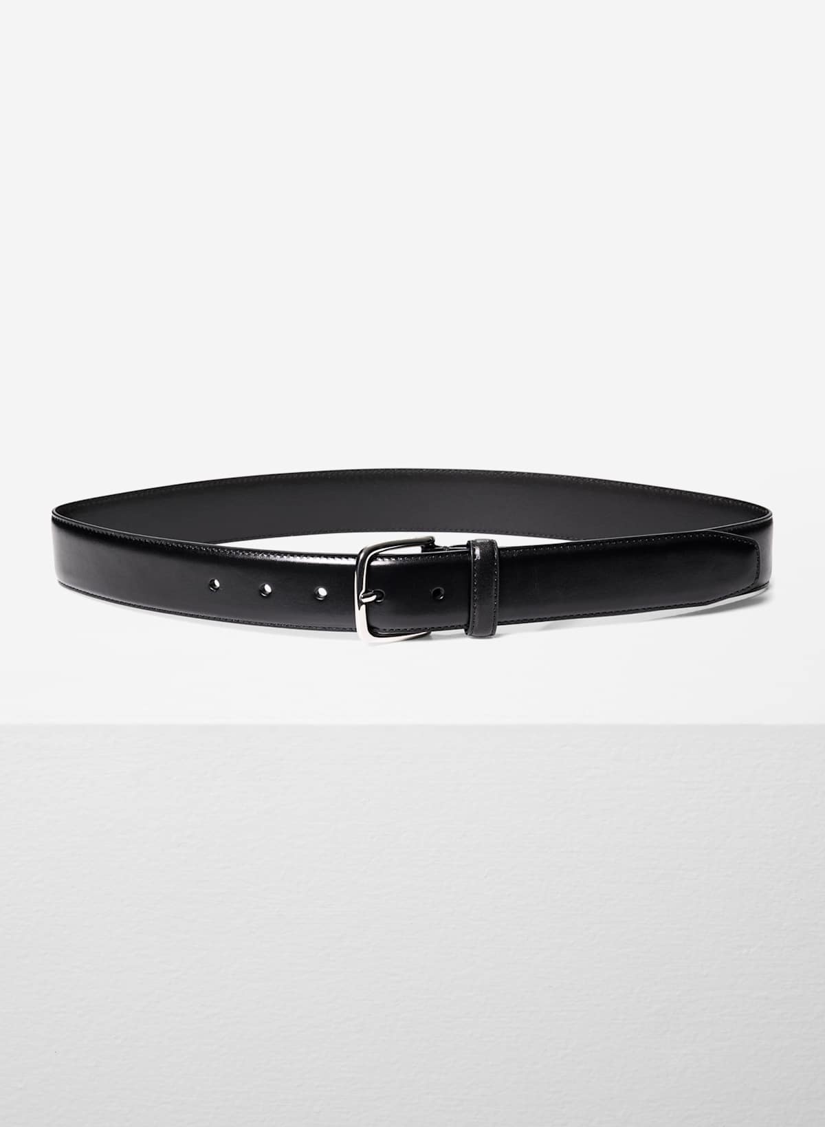 Essential Solid Brass Leather Wide Belt - Image 2