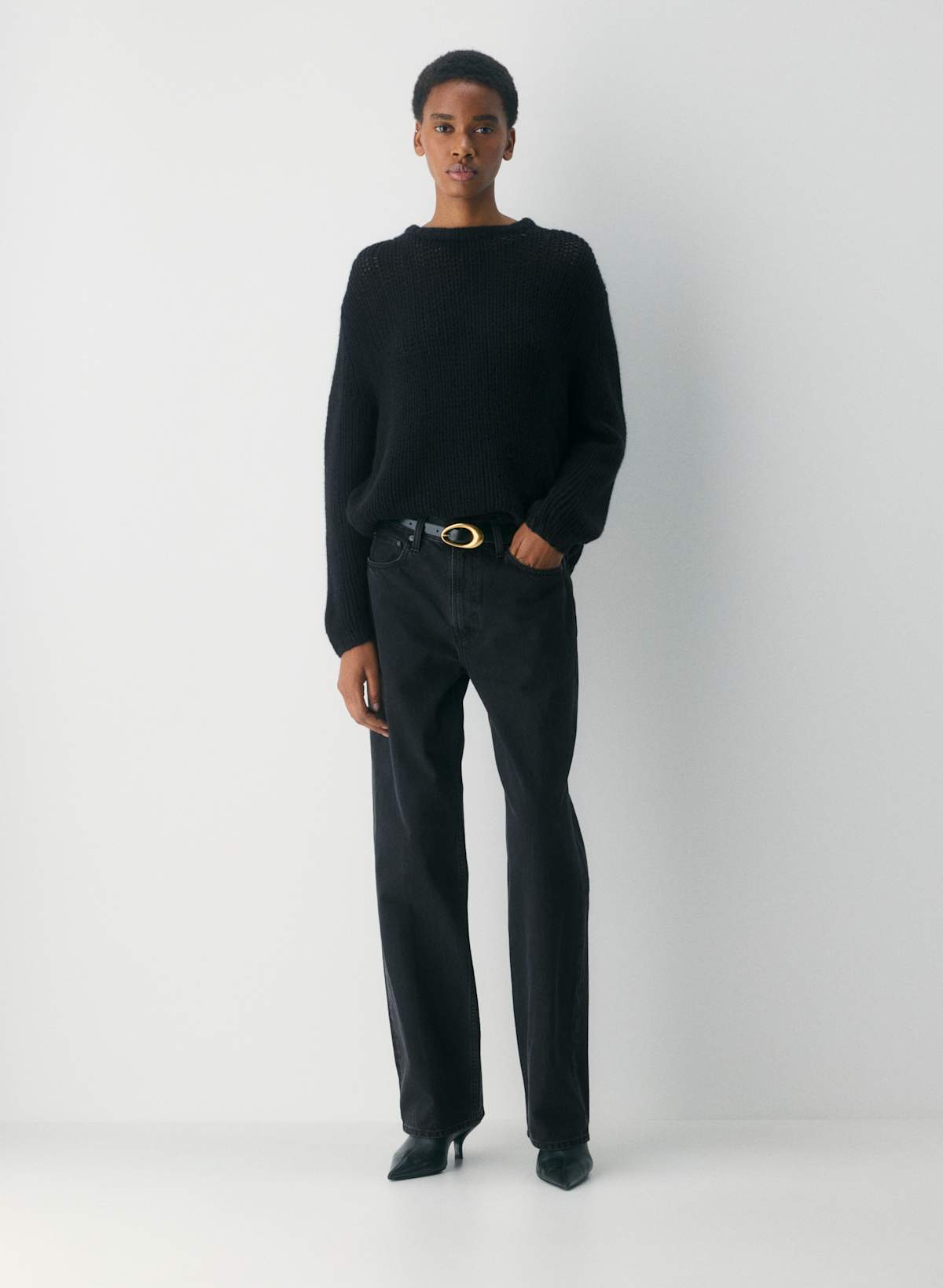 Mesh Cashmere Oversized Crew Sweater
