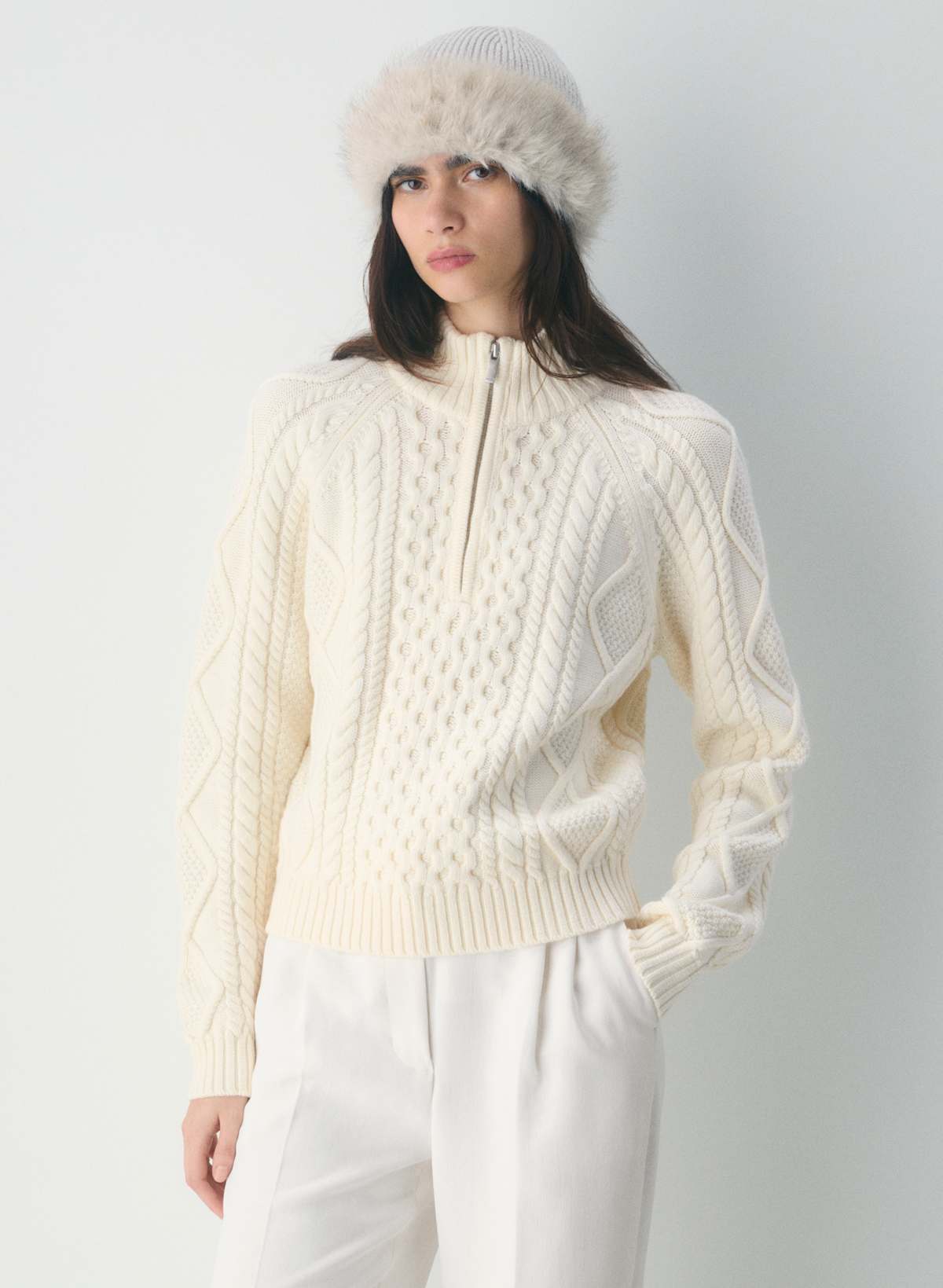 Cable Knit Merino Wool Mastery 1/4 Zip - Image 3