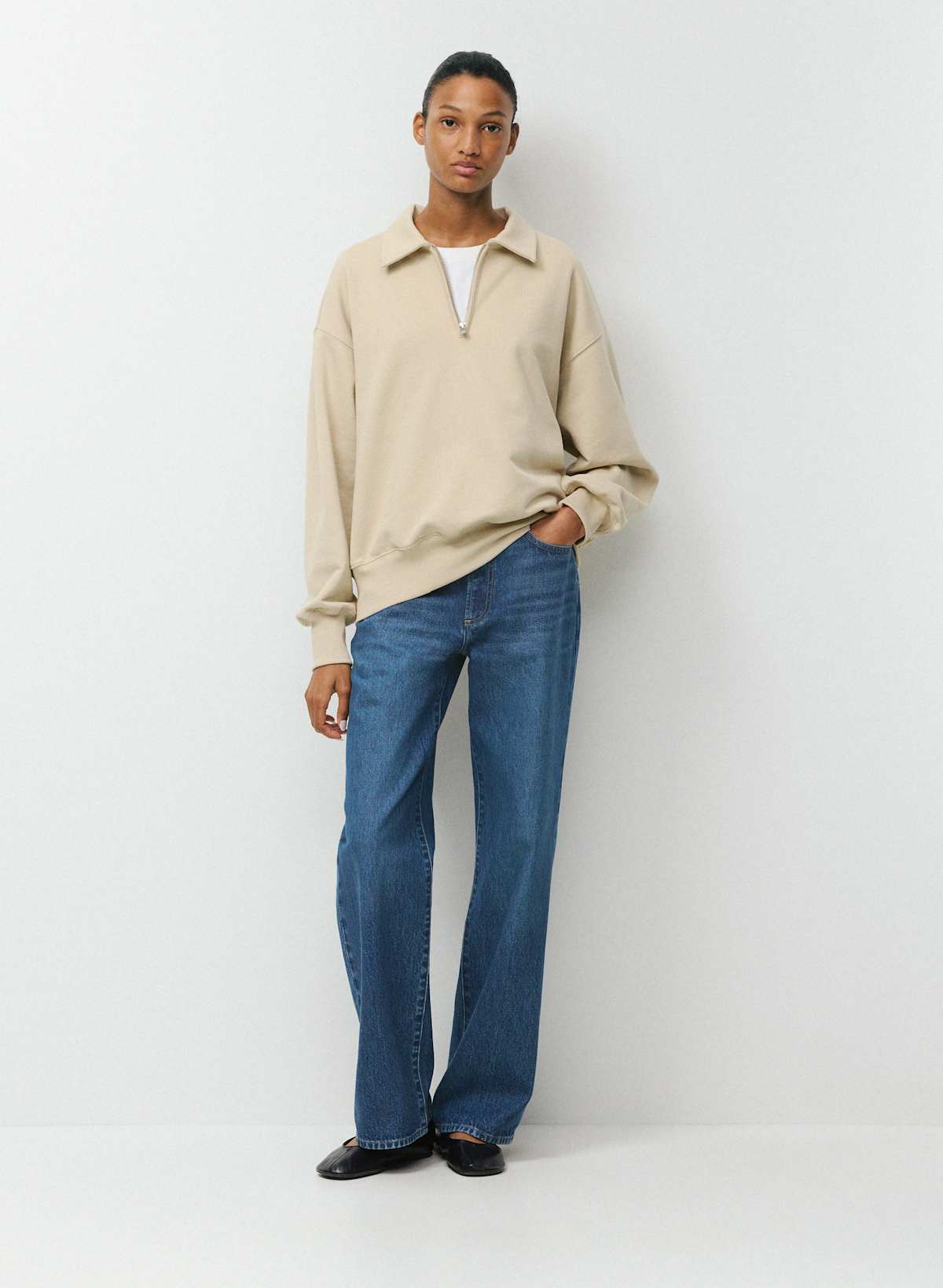 Terry Sweatfleece Mega Polo Sweatshirt