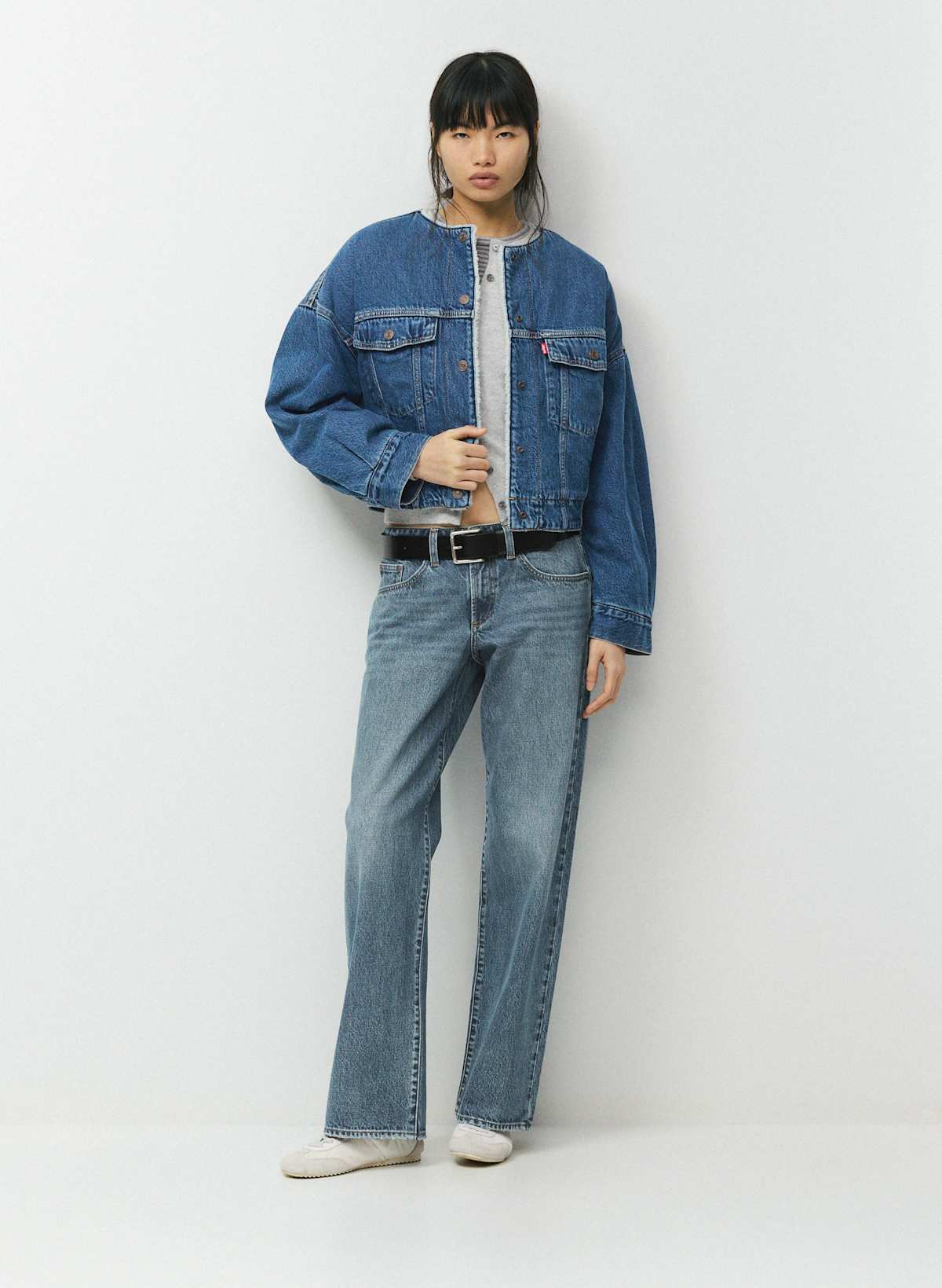 Levi’s Collarless Crop Sherpa Trucker Jacket
