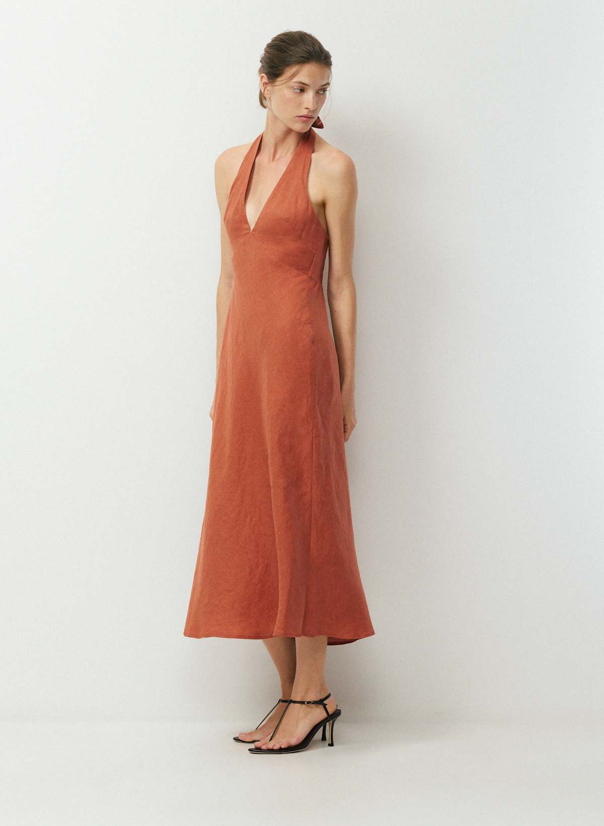 Nightscape Linen Halter Dress