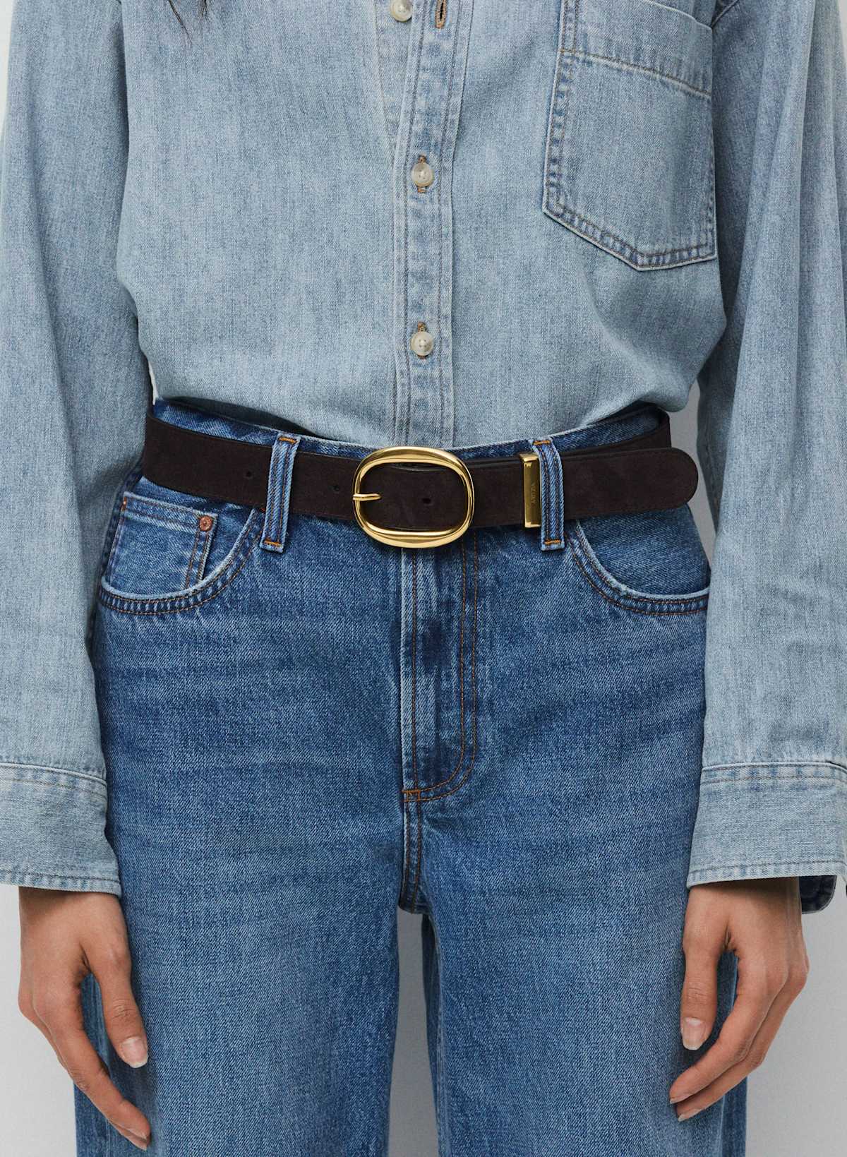 Lifetime Solid Brass Suede Wide Belt