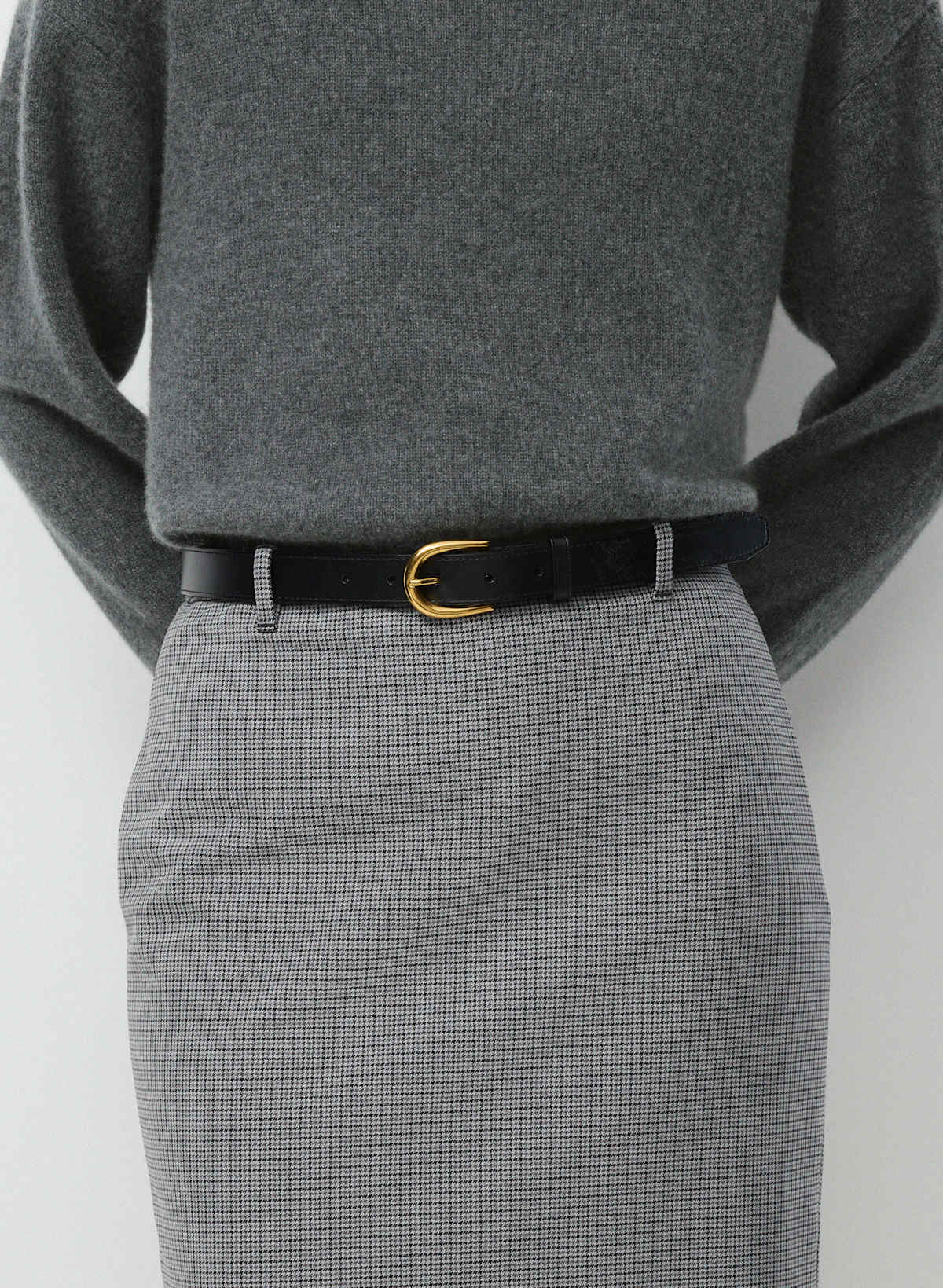 Accent Solid Brass Leather Belt - Image 2