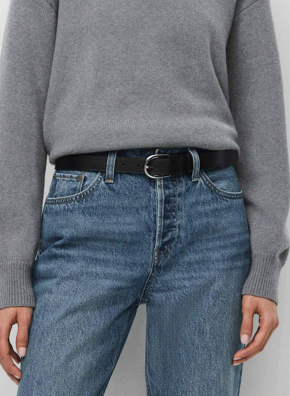 Accent Solid Brass Leather Belt - Image 3
