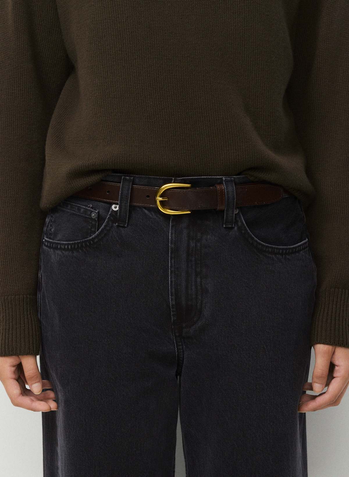 Accent Solid Brass Leather Belt