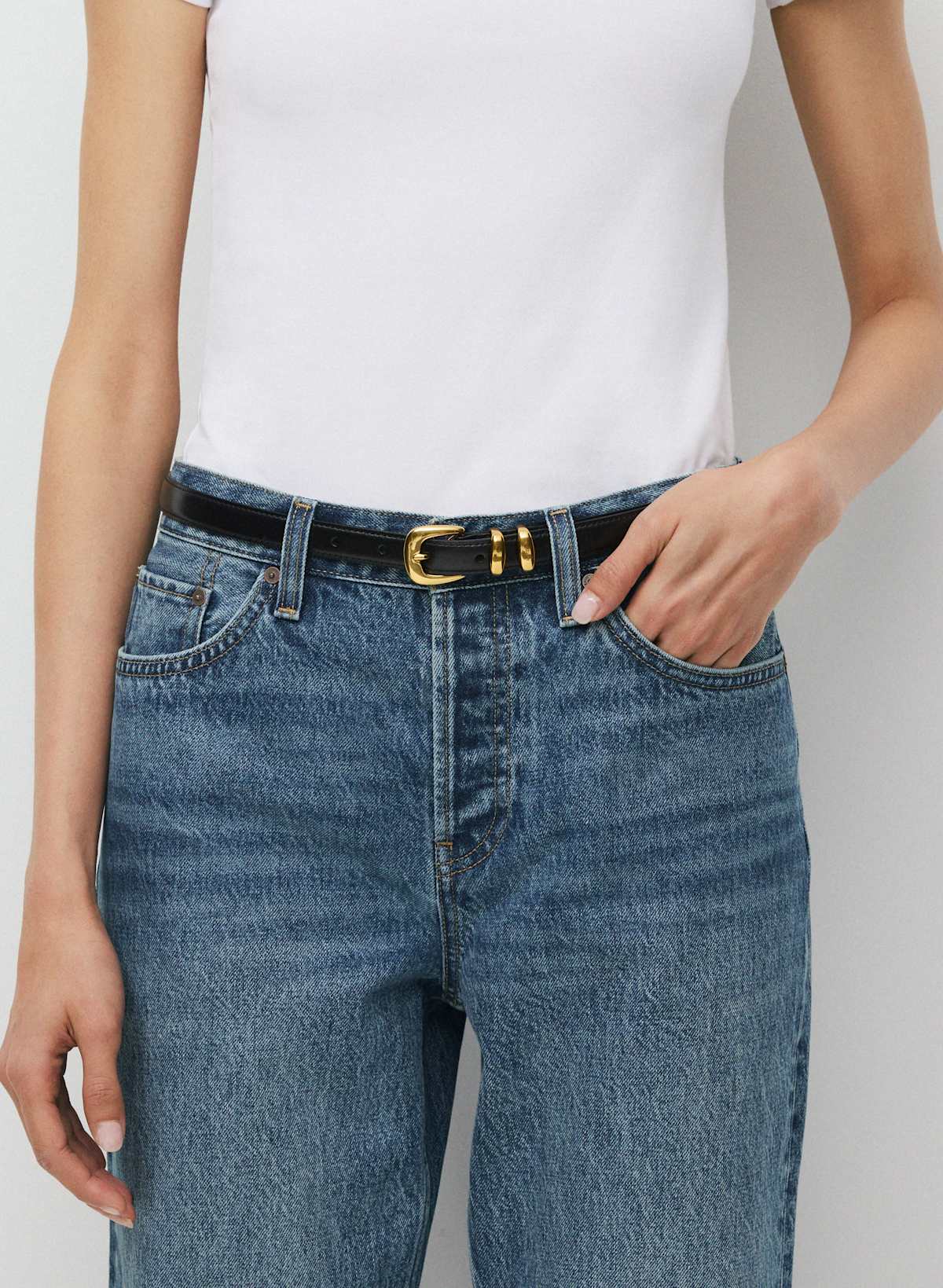 Legendary Solid Brass Leather Slim Belt - Image 2