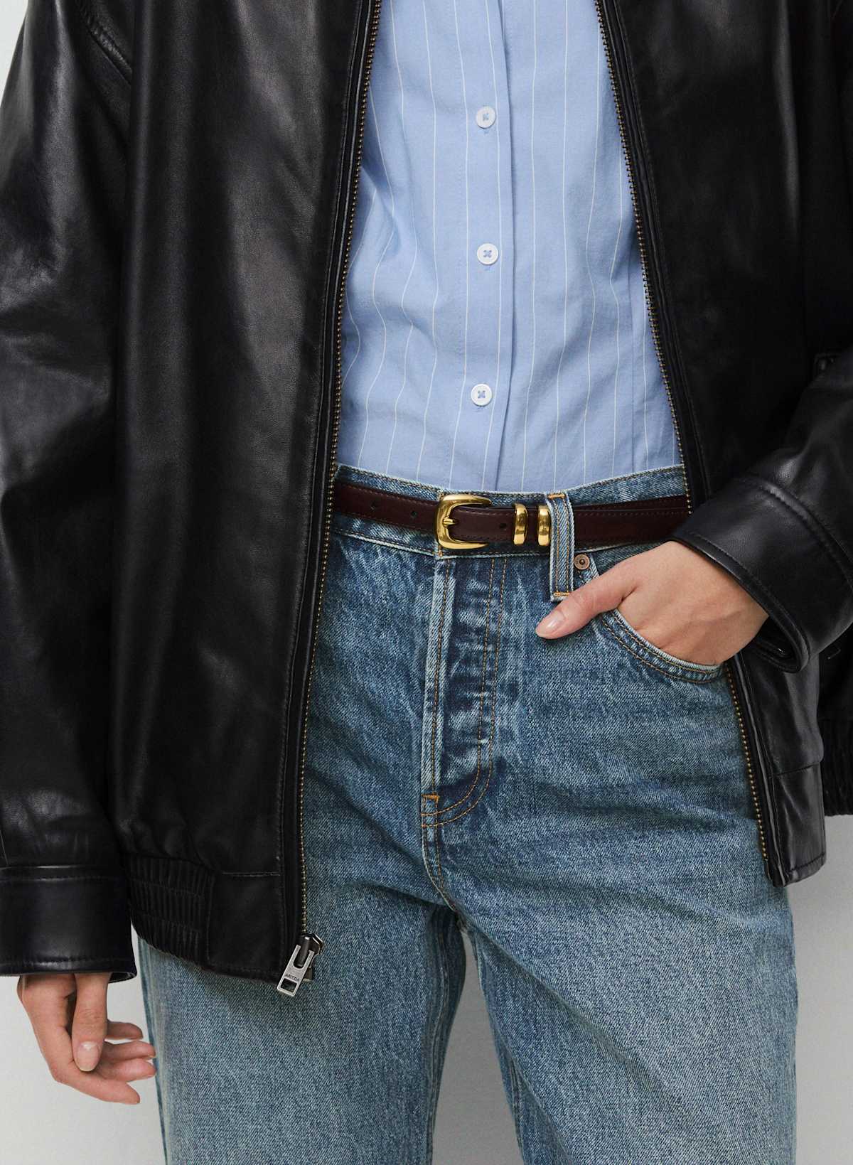 Legendary Solid Brass Leather Slim Belt