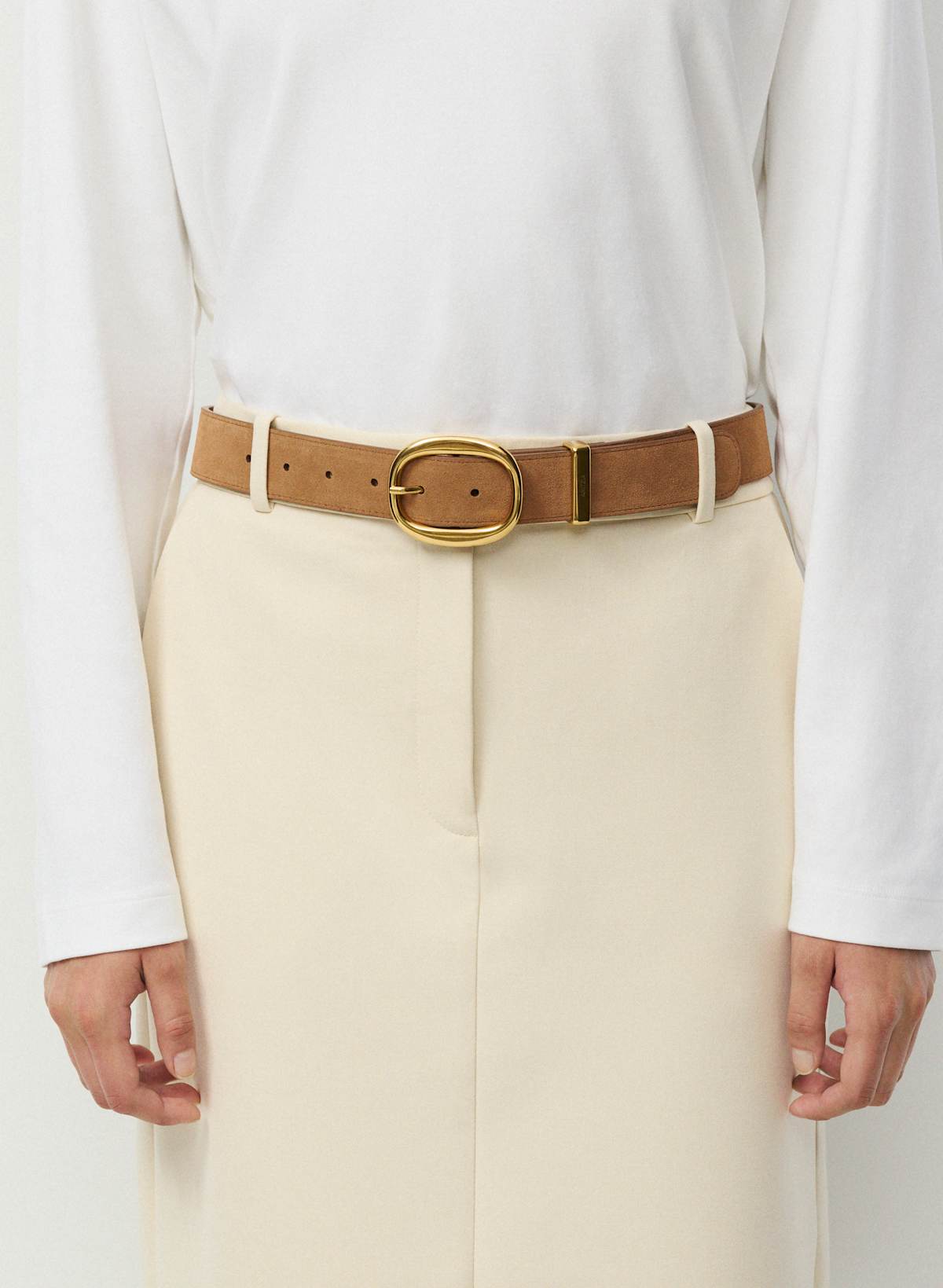 Lifetime Solid Brass Suede Wide Belt - Image 2