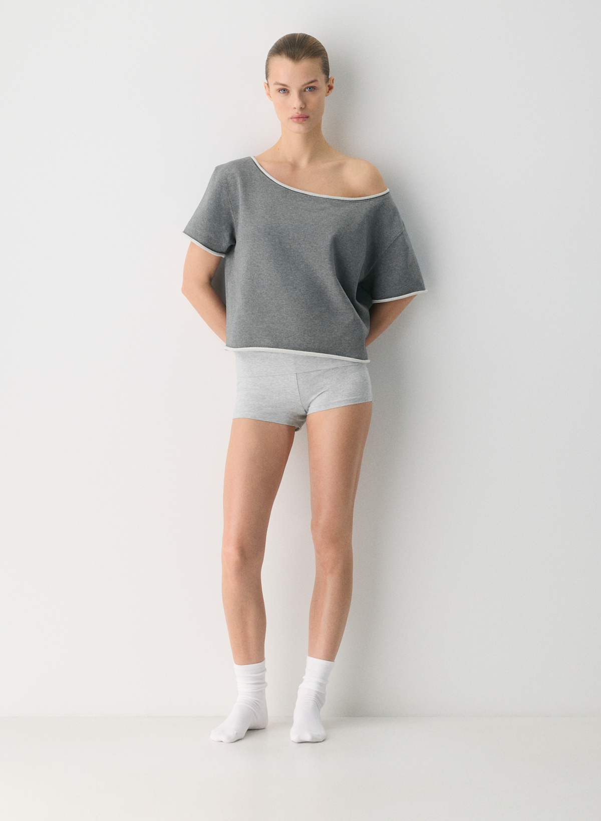 Terry Sweatfleece Perfect Off-Shoulder Shirt