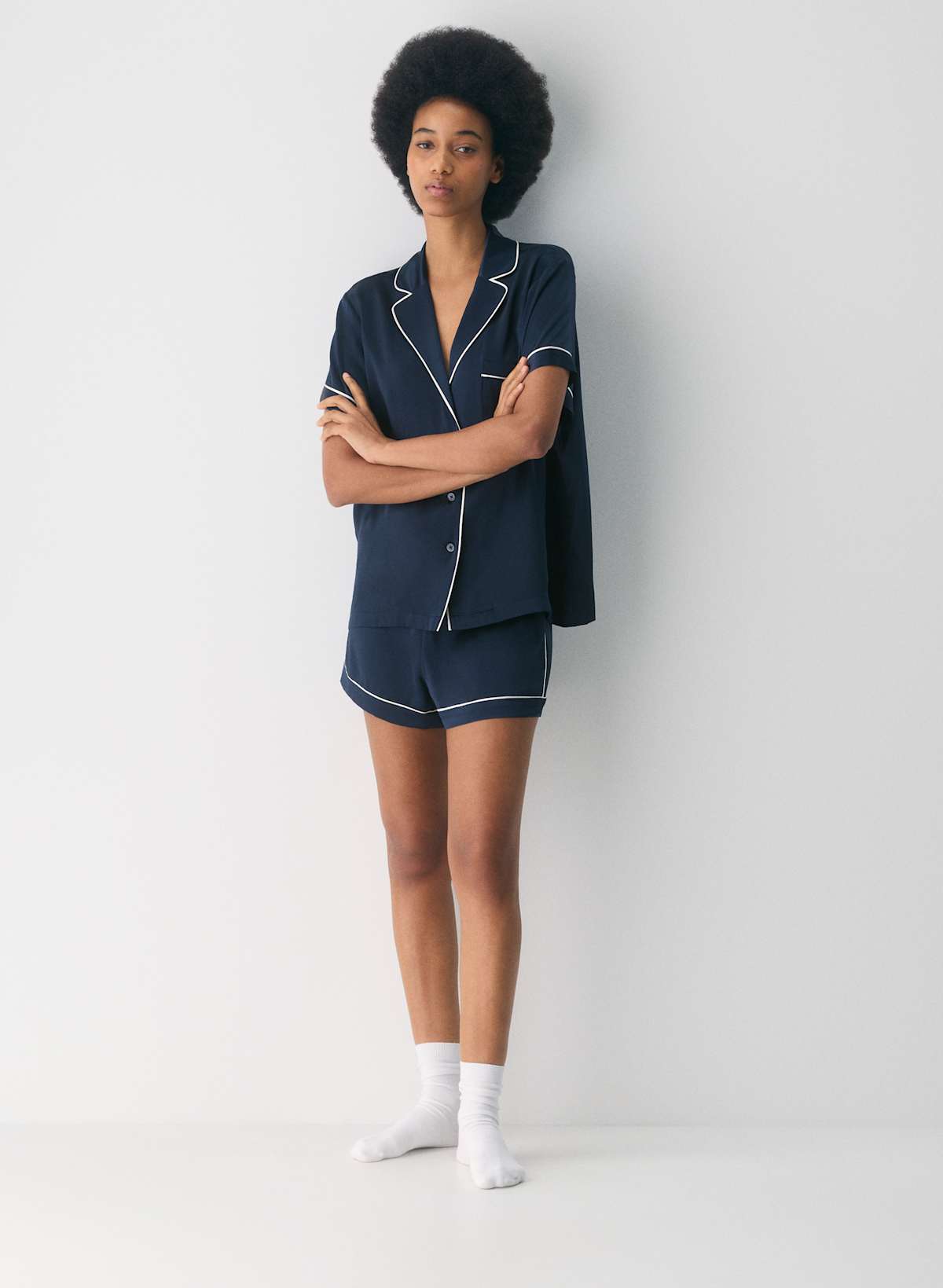 Nightside Silk Shortsleeve Pajama Shirt