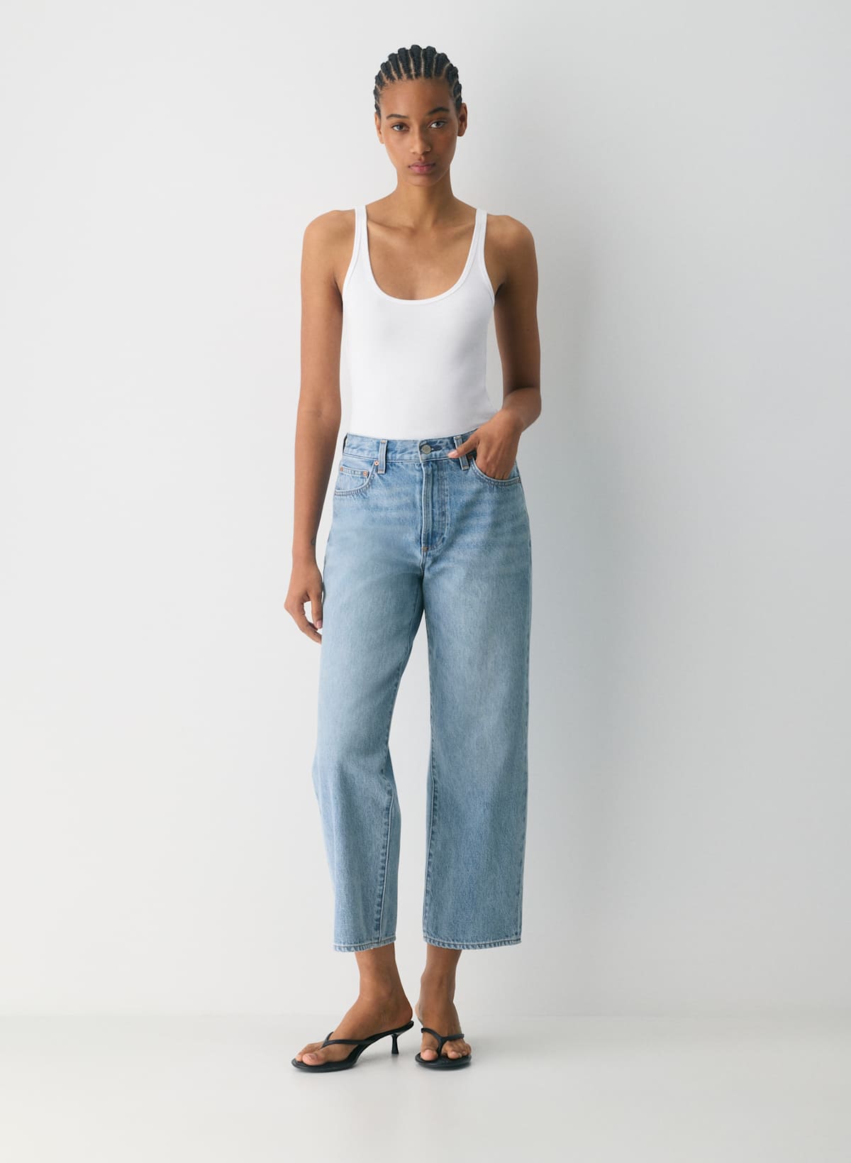 Denim Forum The Farrah Hi-Rise Wide Ankle Jean - Image 3