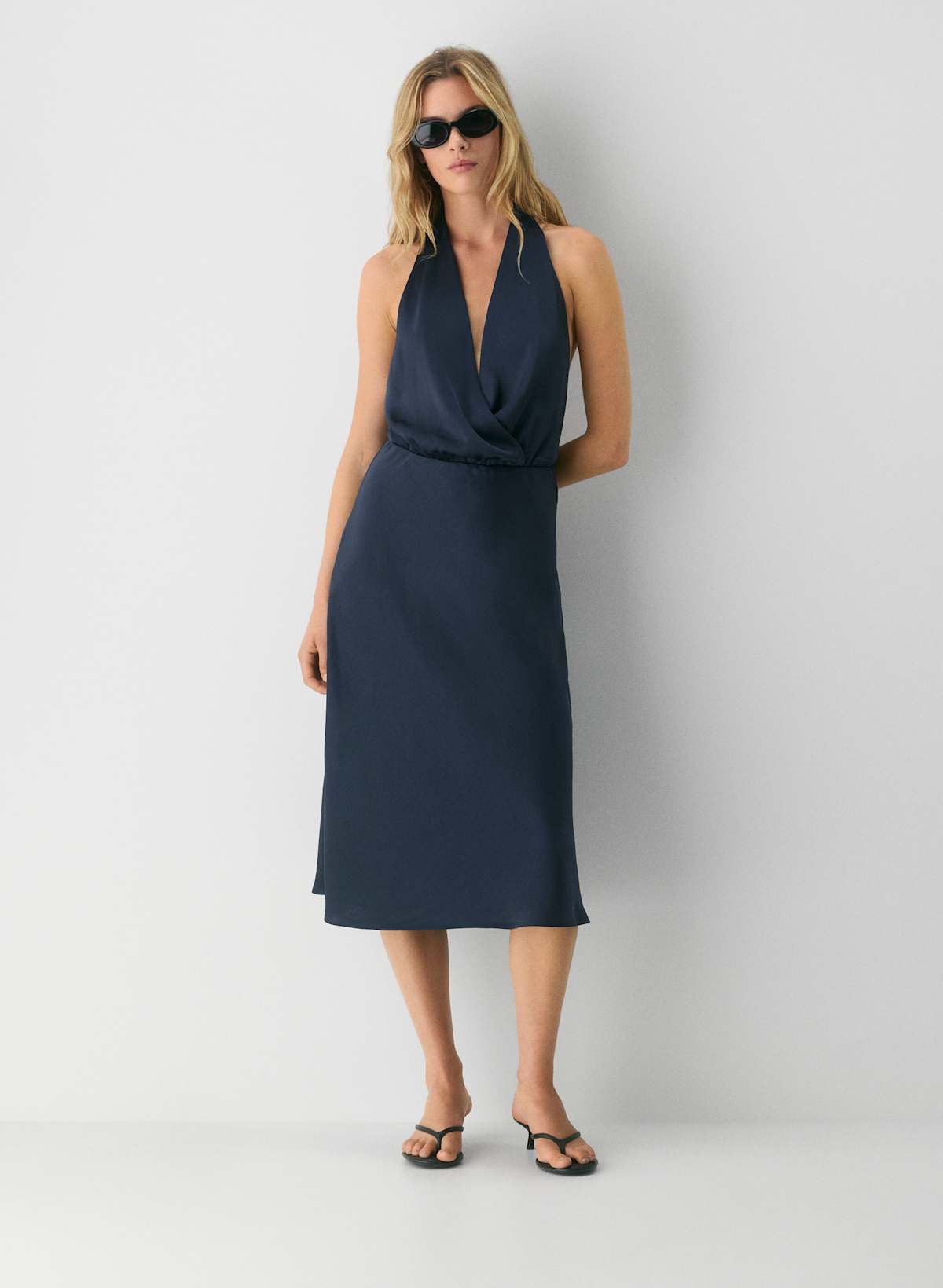 Sprig Satin Halter Dress
