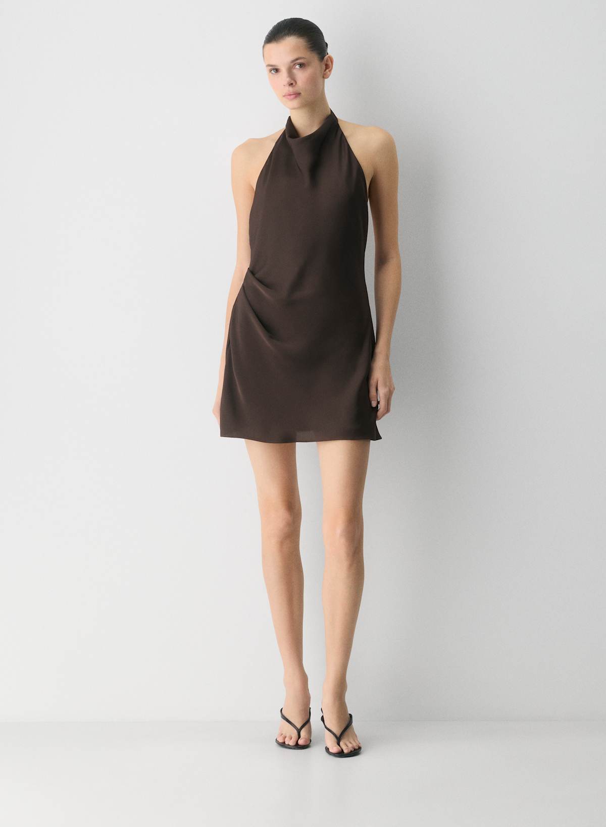 Audience Satin Mini Halter Dress - Image 3