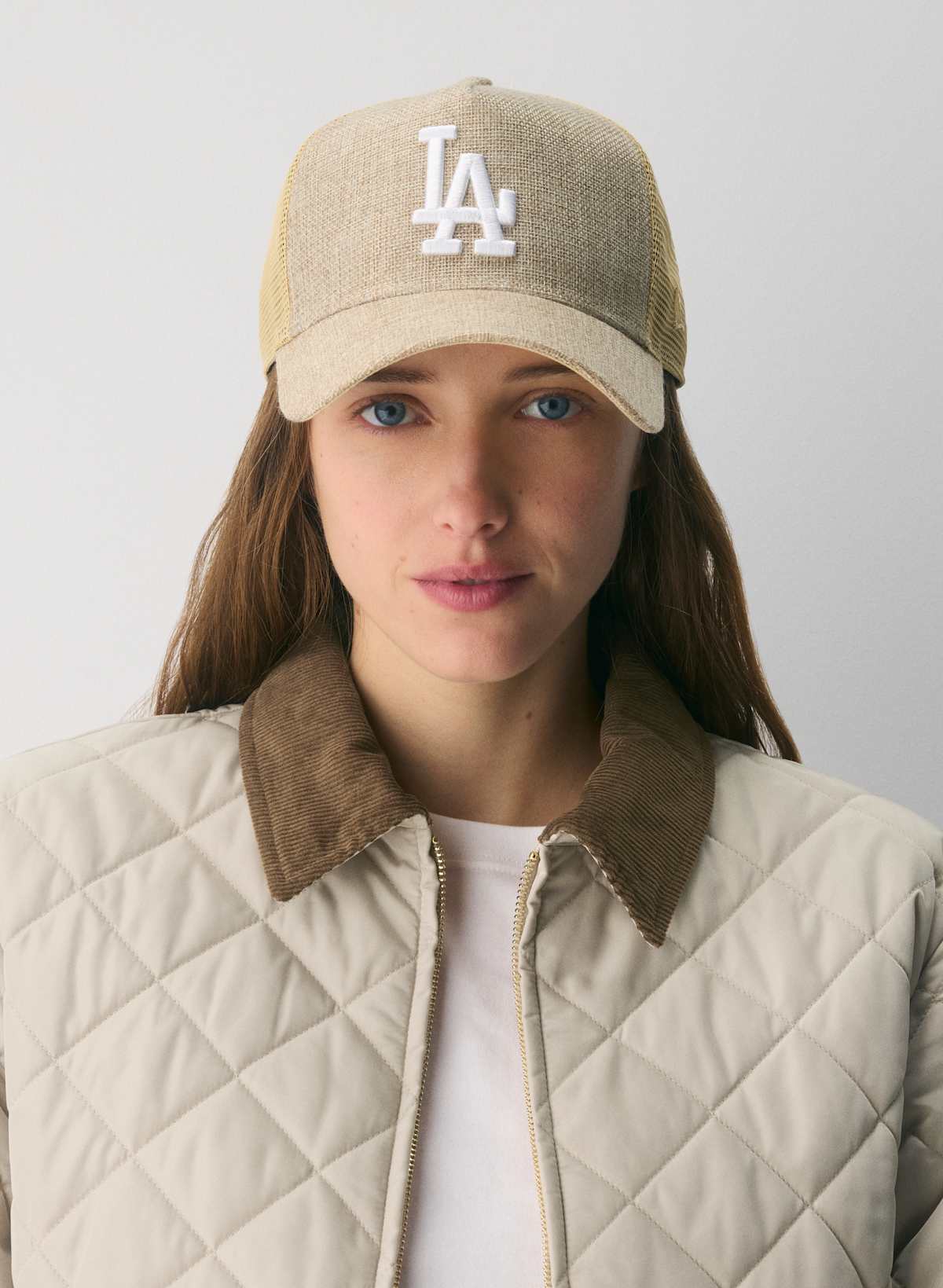 New Era LA Dodgers 9FORTY Raffia A-Frame Trucker Hat