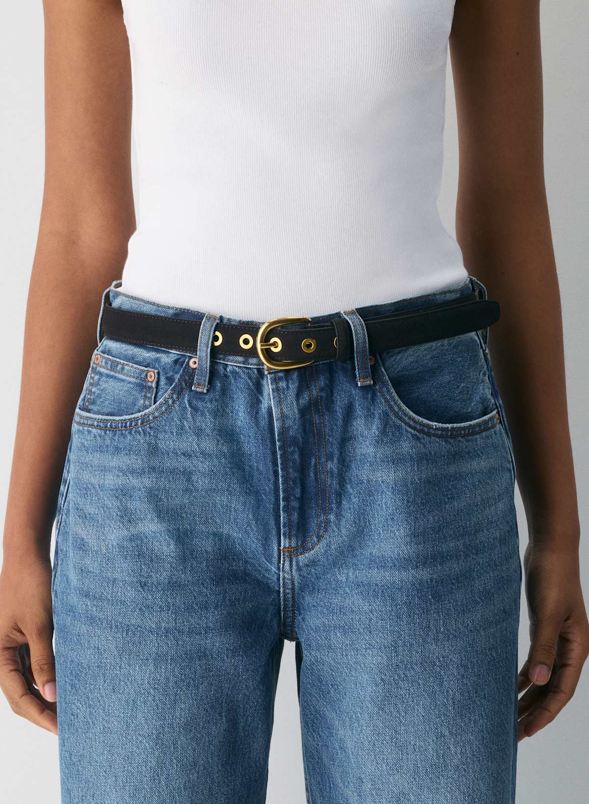Dominion Solid Brass Suede Belt